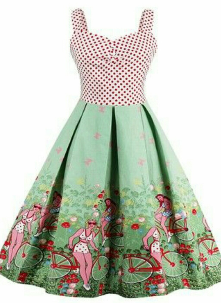 NWT SUCREFAS Retro Fit Flare Dress Bicycle 8